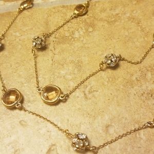 Stella & Dot champagne stone and crystal necklace